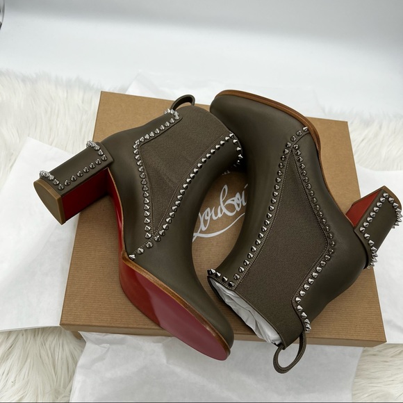 Christian Louboutin | Out Line Spiked Leather Ankle Boots - Picture 10 of 15